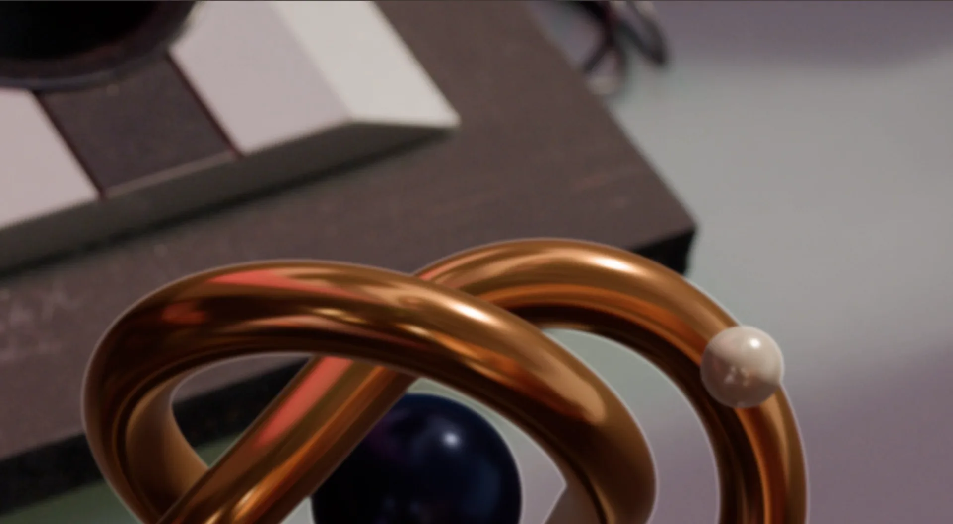 Close-up of a gold CG knot over the Tears of Steel desk plate in BATIQ, with the Grain Match panel showing grain sampled from the plate